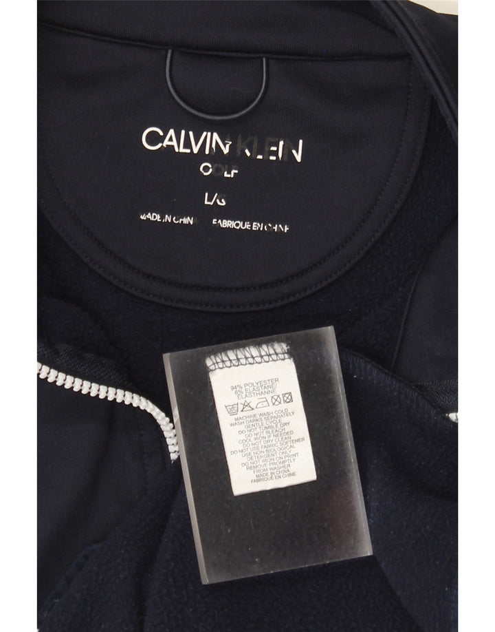 Giacca da tuta da uomo Calvin Klein grande in poliestere a righe blu navy