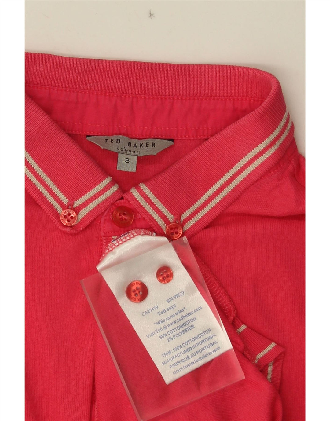 Maglione maglione da uomo con collo alto Ted Baker taglia 3 a righe rosa medio