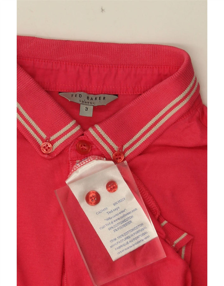 Maglione maglione da uomo con collo alto Ted Baker taglia 3 a righe rosa medio