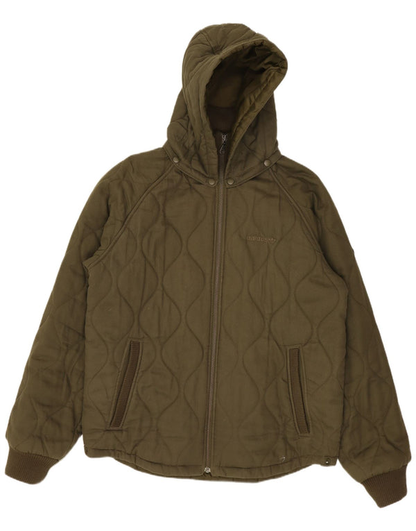 Giacca imbottita con cappuccio da uomo Adidas UK 36 Small Khaki Cotton Sports