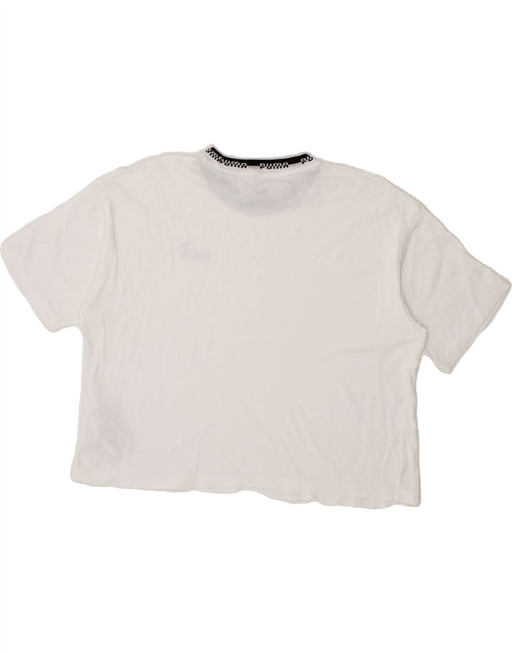 PUMA Womens Crop T-Shirt Top UK 14 Medium White Cotton Vintage Puma and Second-Hand Puma from Messina Hembry 