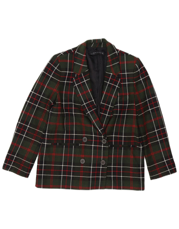 Giacca blazer doppiopetto oversize da donna Zara UK 10 piccoli quadri verdi