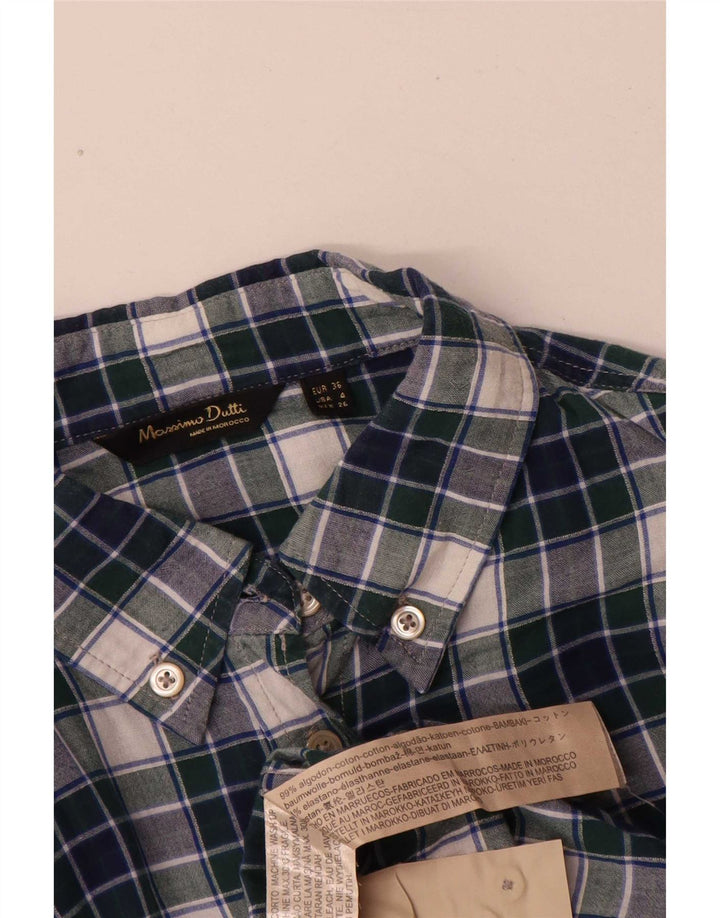 Camicia da donna vestibilità ampia Massimo Dutti EU 36 piccolo cotone scozzese blu