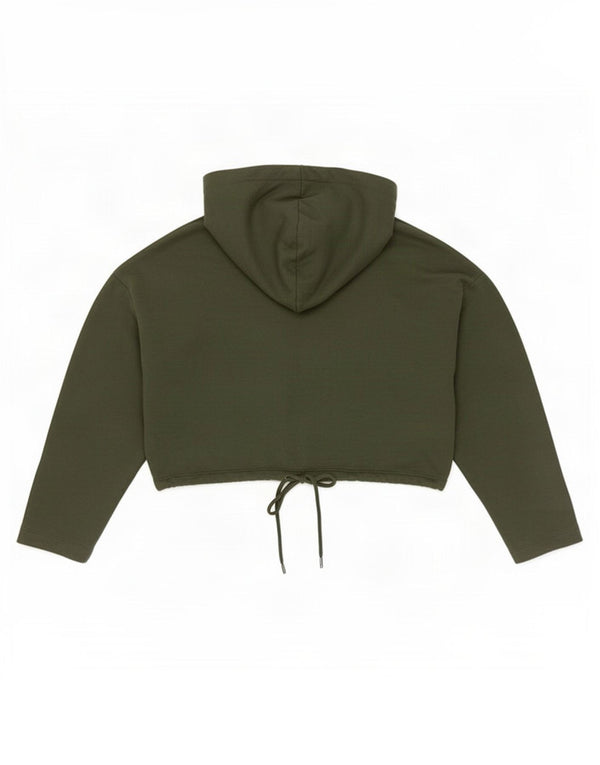 Maglione corto con cappuccio da donna Zara UK 16 grande cotone kaki