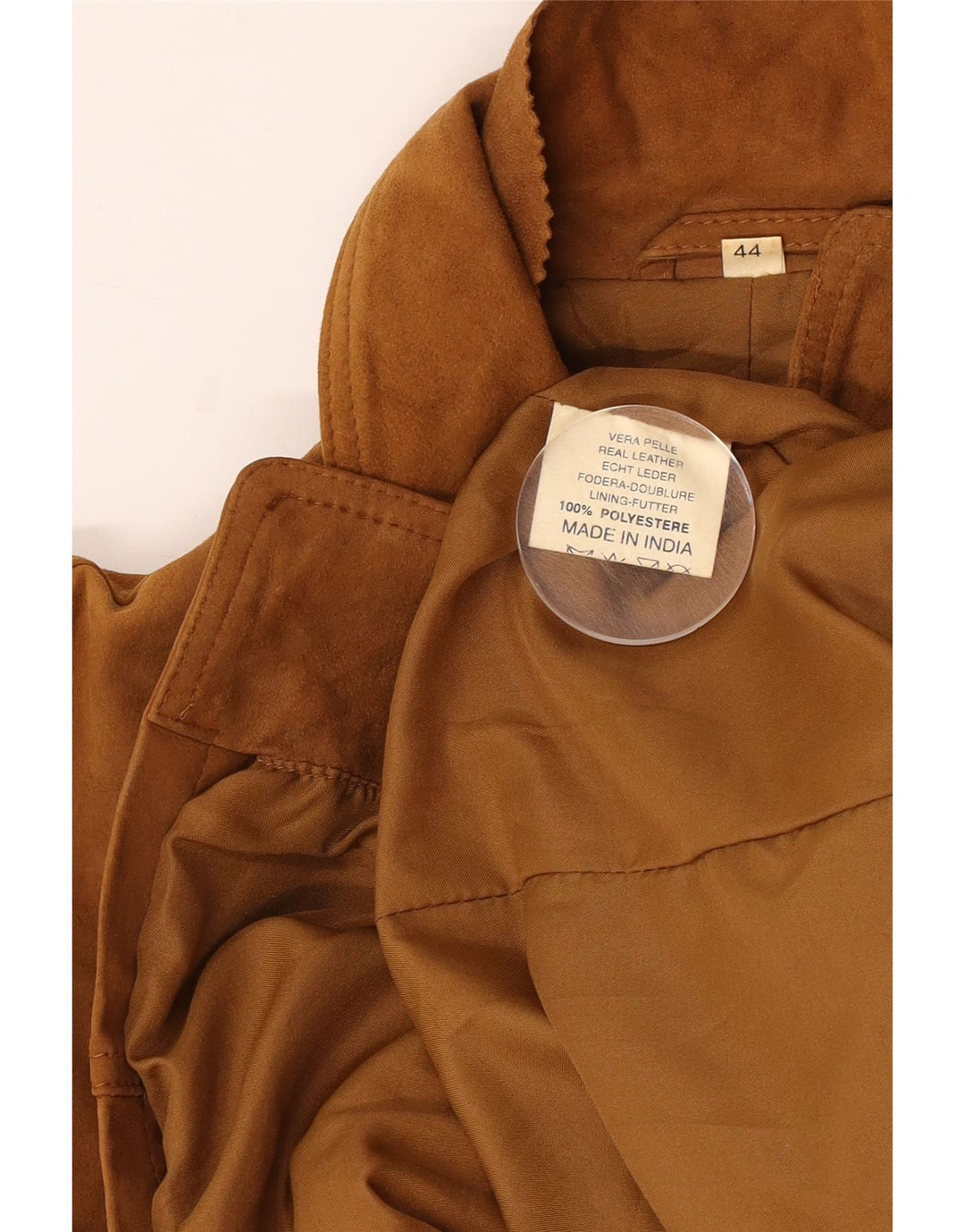 Giacca vintage in pelle scamosciata da donna IT 44 in pelle marrone medio