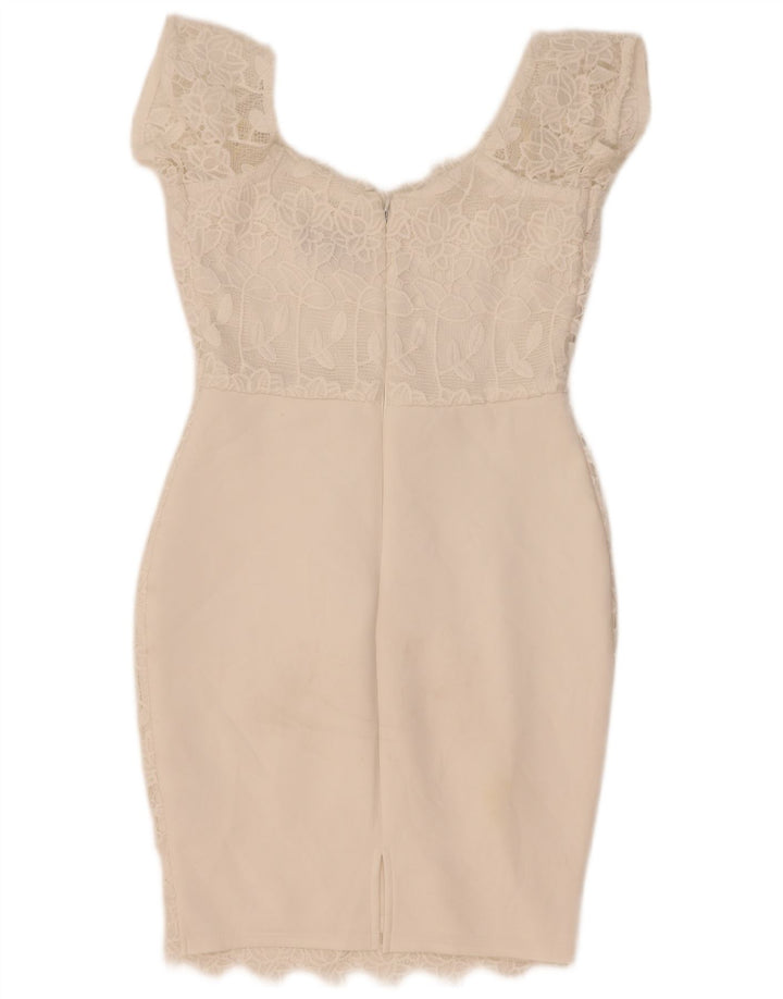 Abito aderente in pizzo da donna Lipsy UK 12 Poliestere floreale bianco medio