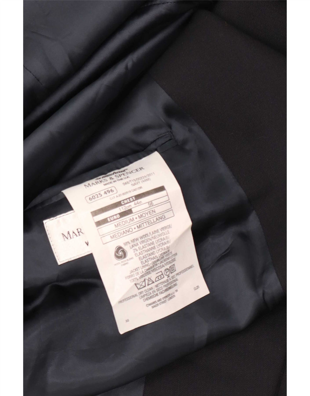 Giacca blazer a 2 bottoni da uomo Marks & Spencer UK 44 XL lana nera