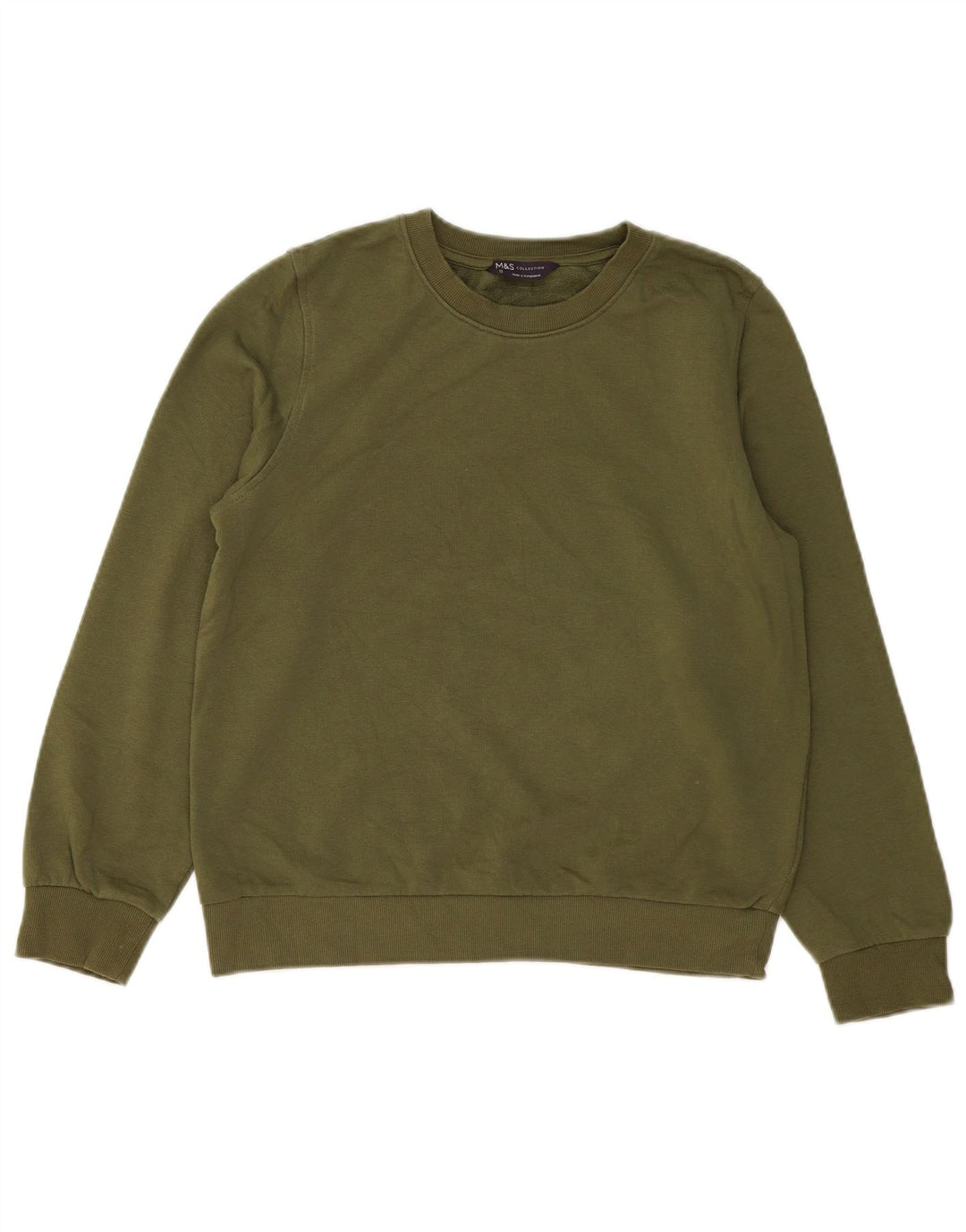 Felpa da donna Marks & Spencer maglione UK 12 cotone kaki medio