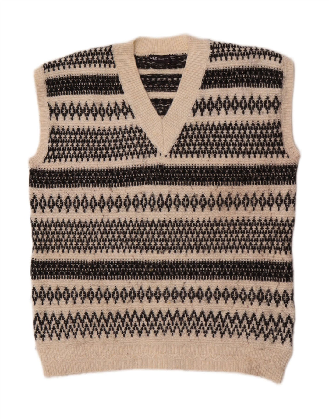 Canotta da donna Marks & Spencer UK 14 media bianco sporco Fair Isle