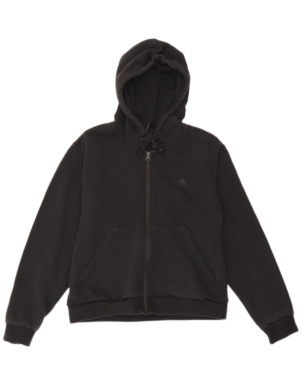 Felpa con cappuccio e zip da donna Adidas UK 16/18 grande cotone nero