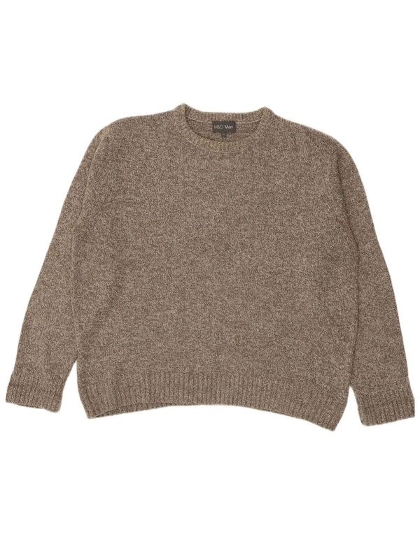 Maglione maglione girocollo da uomo Marks & Spencer XL acrilico screziato marrone