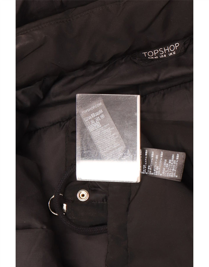 Giacca imbottita con cappuccio da donna Topshop UK 12 poliestere nero medio