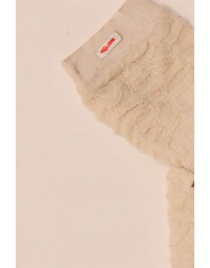 Maglione in pile da donna Zara UK 12 poliestere bianco sporco medio