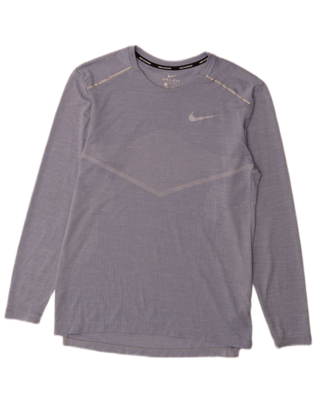 Nike Dri Fit Top da uomo a maniche lunghe piccolo blu gessato in poliestere
