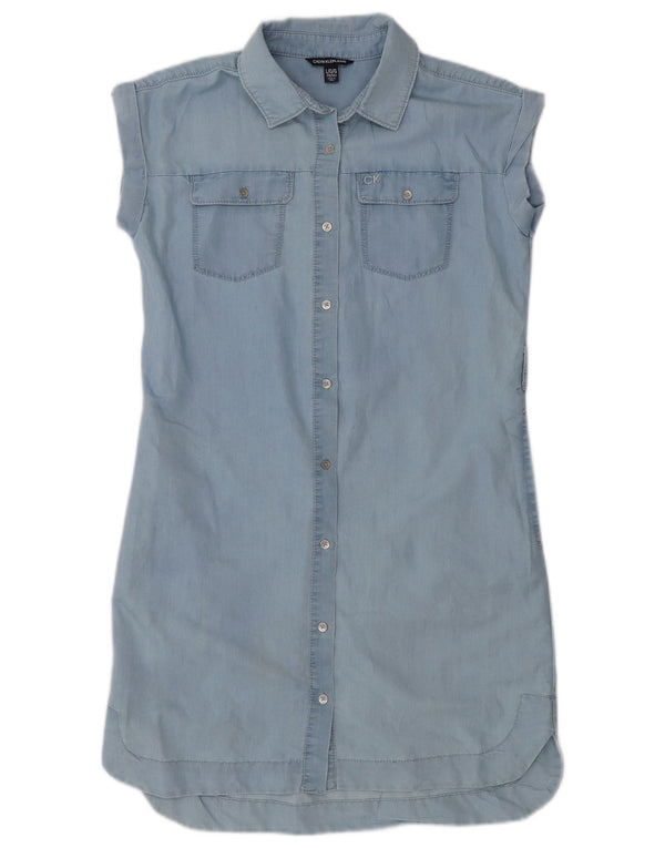 Calvin Klein Jeans Abito in denim per ragazze 12-13 anni Large Blu in cotone