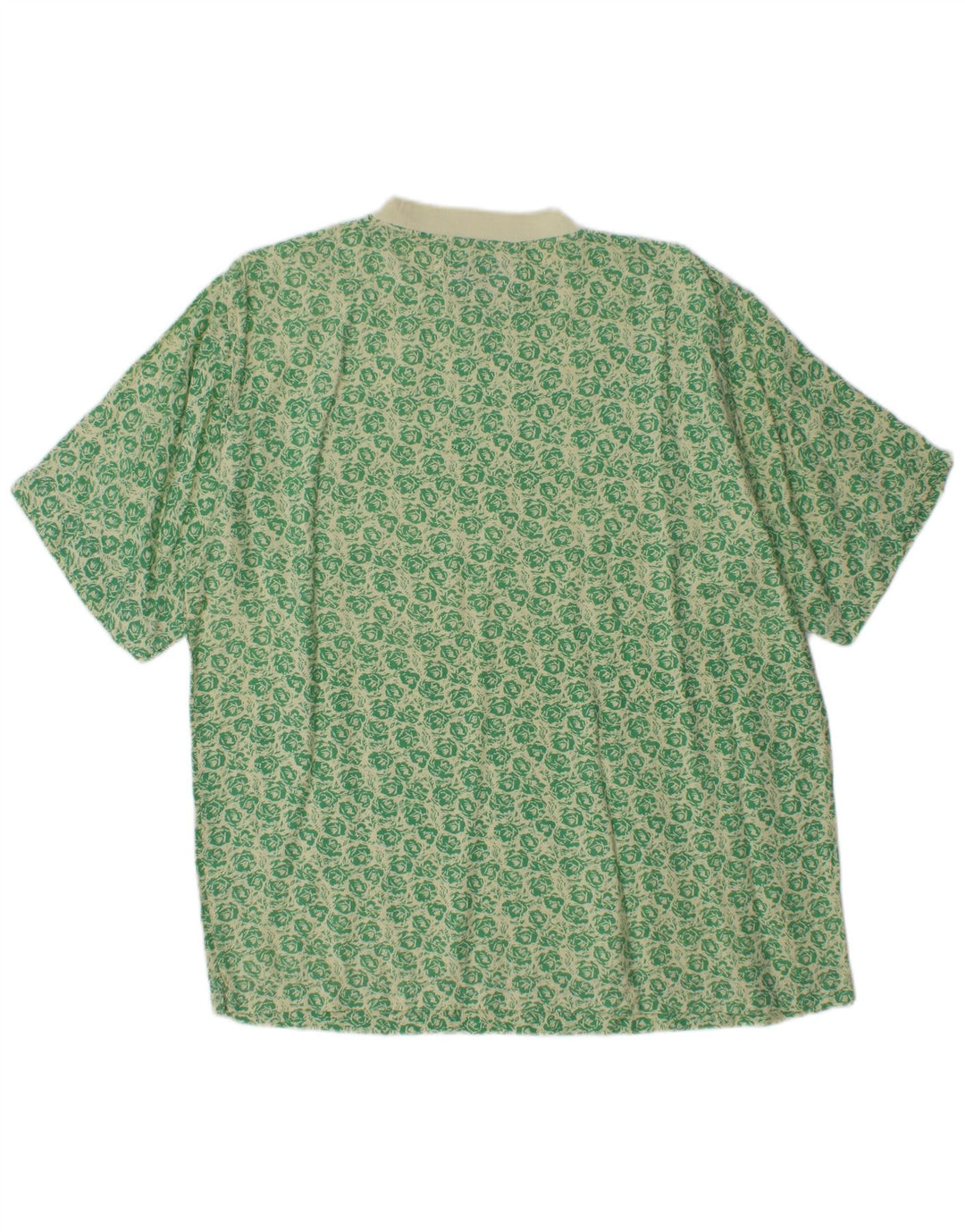 T-shirt da uomo VINTAGE Top grande in viscosa floreale verde