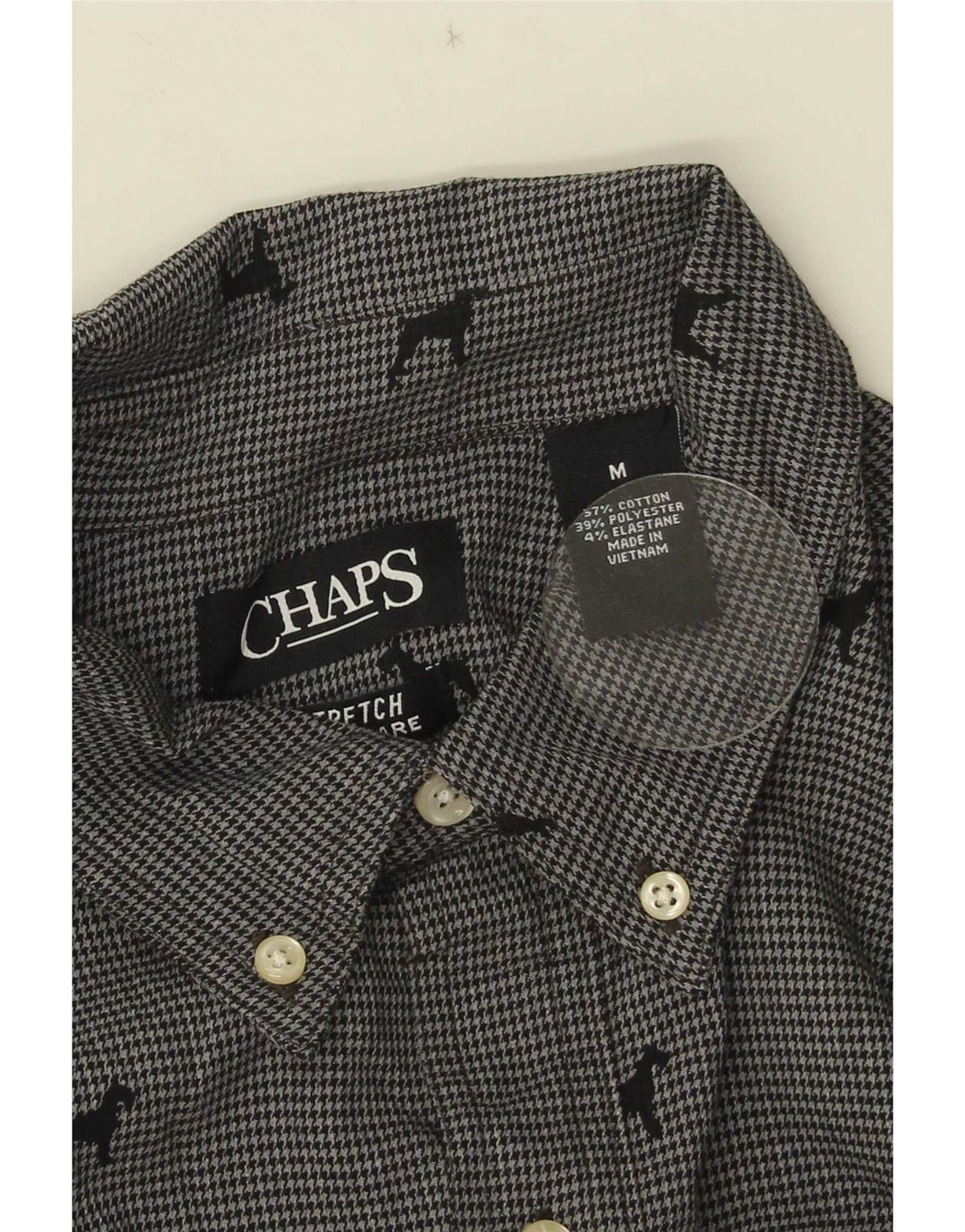 Camicia da uomo Chaps in cotone pied de poule grigio medio