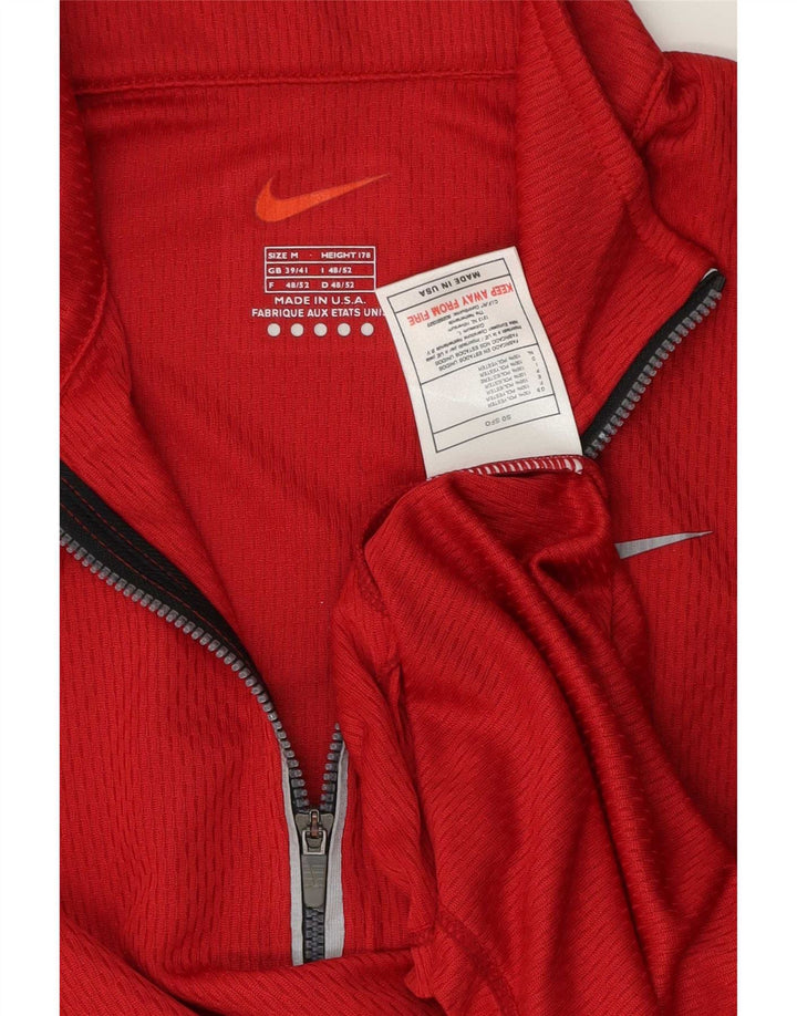 Maglia da tuta pullover con zip e collo da uomo Nike UK 39/41 Poliestere rosso medio