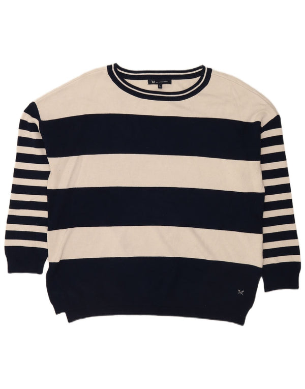 Crew Clothing Maglione da donna con collo a collo UK 16 Grandi strisce blu navy