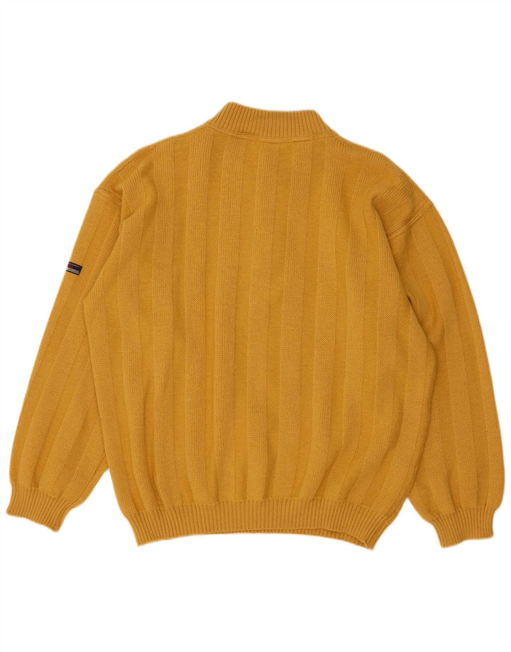 Maglione da uomo con collo abbottonato Boat House IT 52 Large Giallo in lana vergine