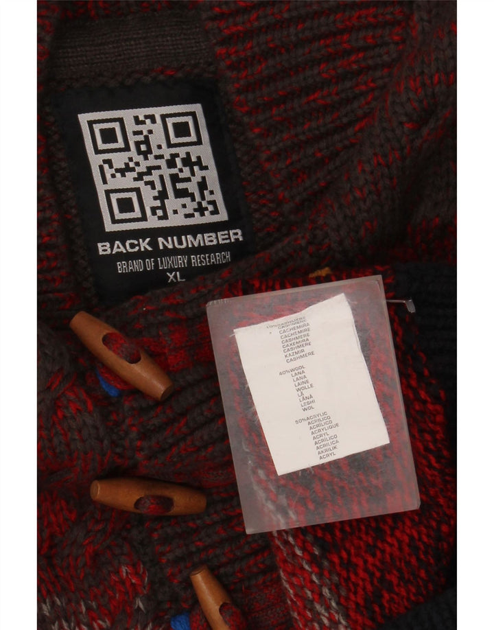 Maglione da donna VINTAGE con collo a bottoni UK 18 XL Blocco colore rosso