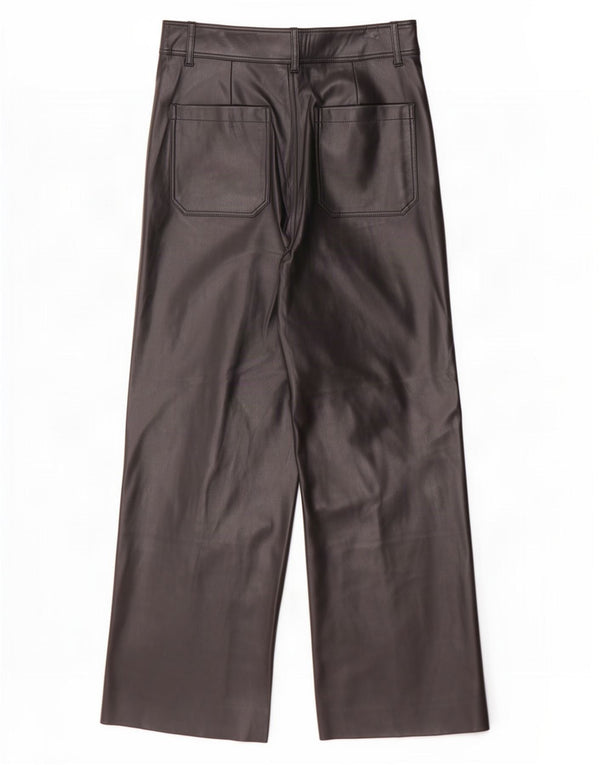 Pantaloni Zara da donna a gamba larga in ecopelle EU 40 medi W30 L29 neri