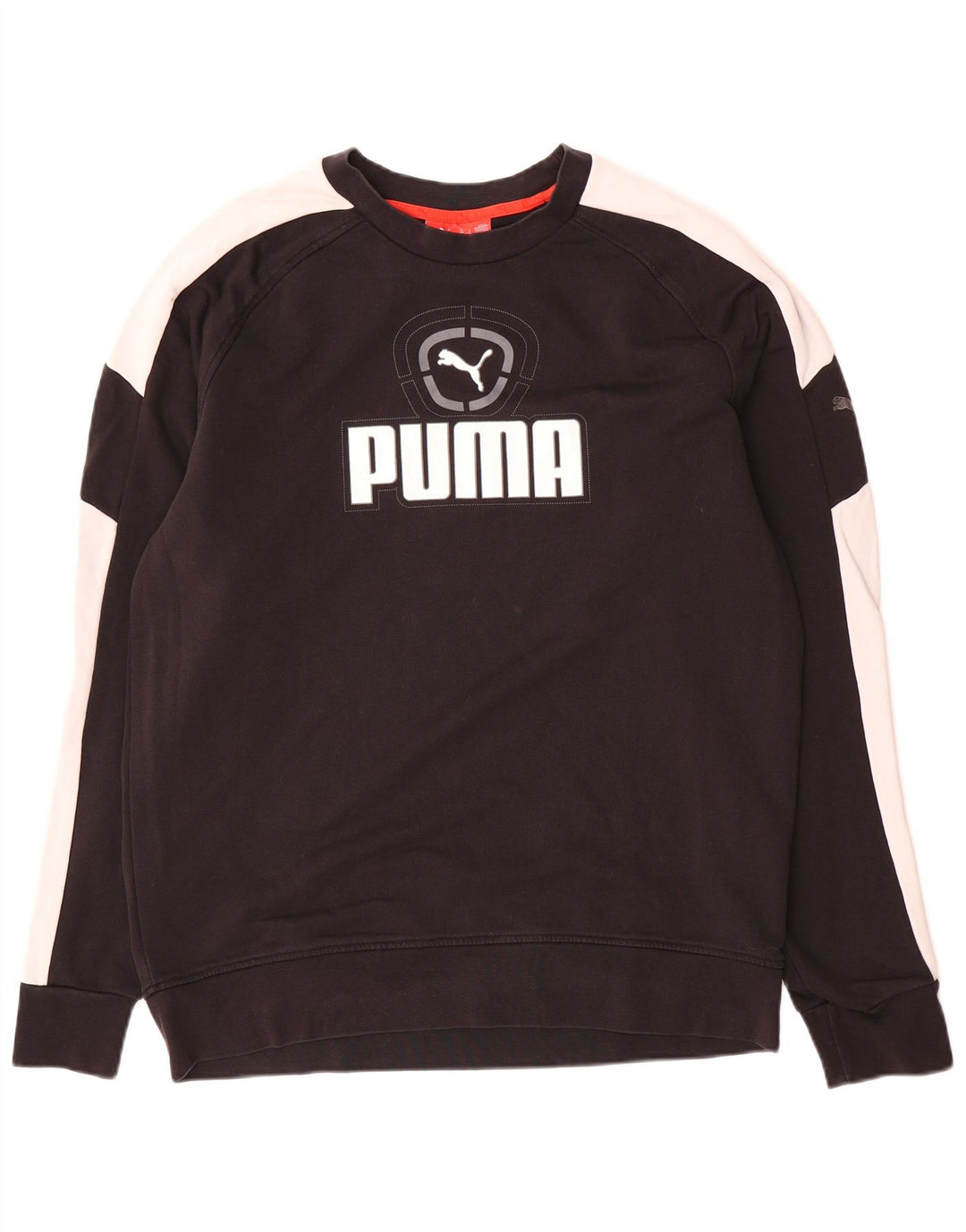 Felpa grafica da uomo Puma Maglione grande in cotone color block nero