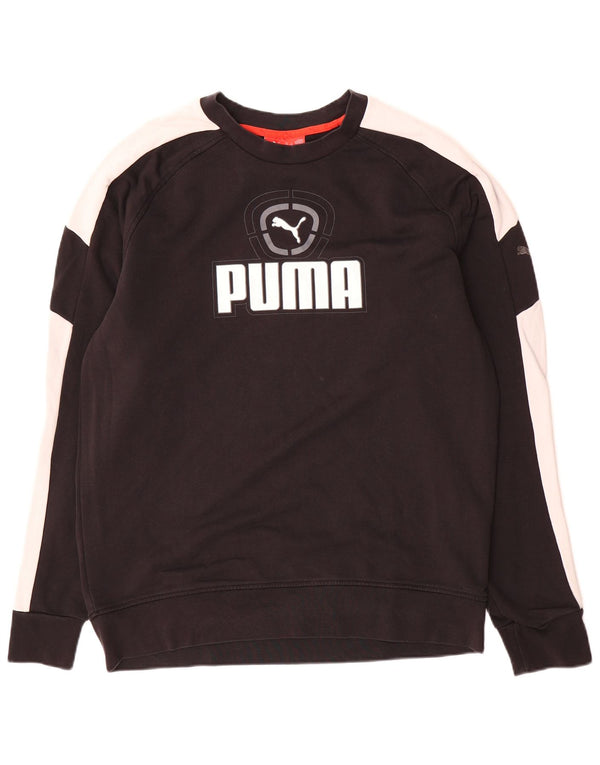 Felpa grafica da uomo Puma Maglione grande in cotone color block nero