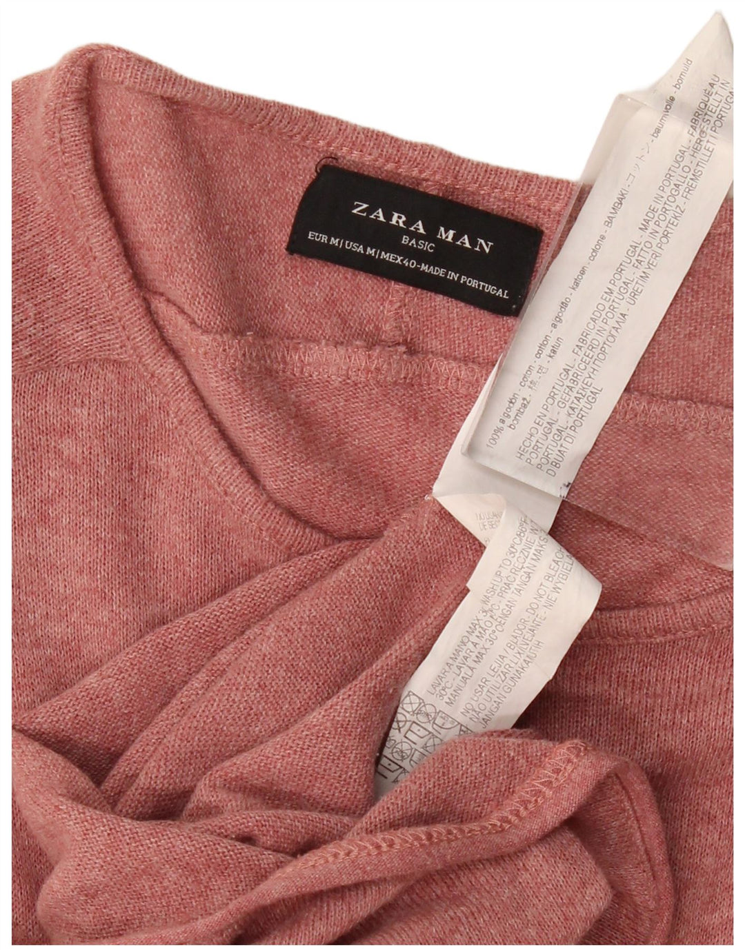 Top ZARA Uomo Manica Lunga Cotone Rosa Medio