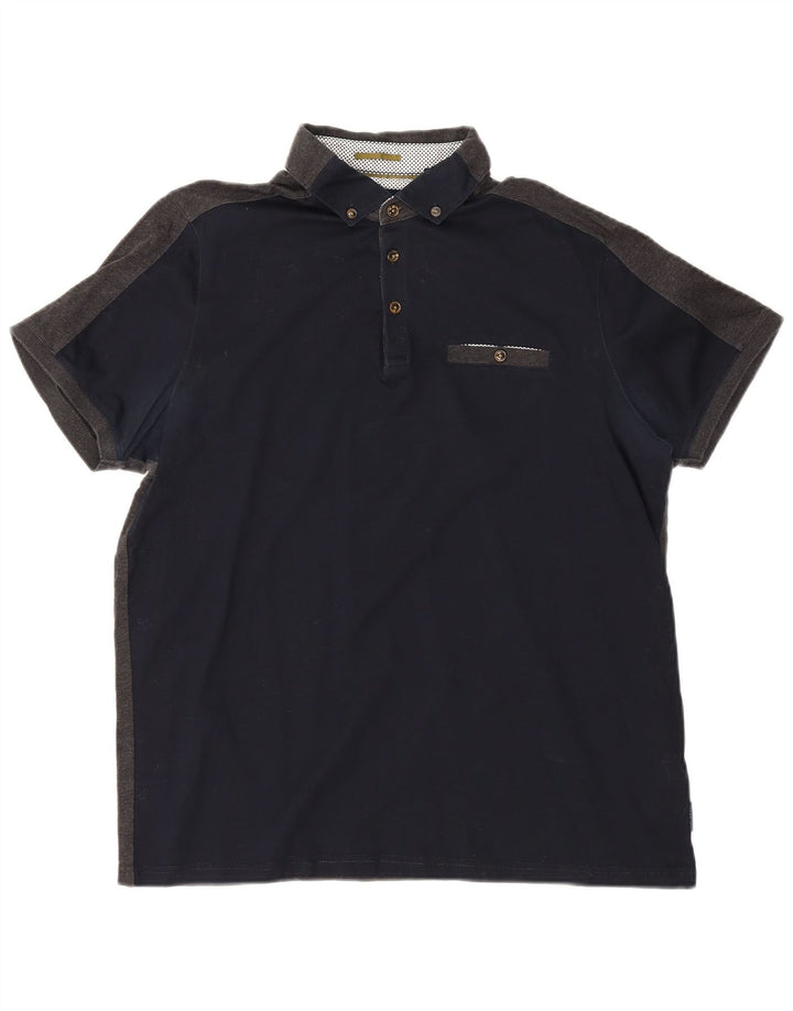 Polo da uomo Ted Baker taglia 4 grande in cotone color block blu navy