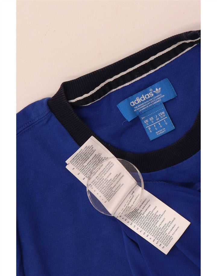 T-shirt grafica da uomo Adidas Top piccola in cotone blu