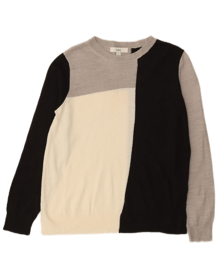 Maglione maglione con scollo a barca da donna Marks & Spencer UK 10 piccolo grigio