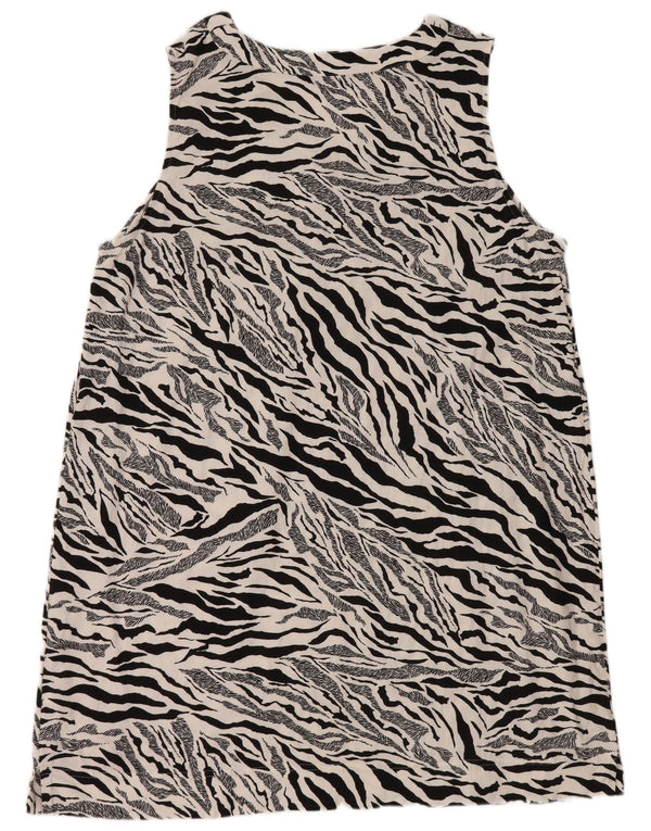 Abito a trapezio senza maniche da donna Marks & Spencer UK 22 2XL bianco stampa animalier