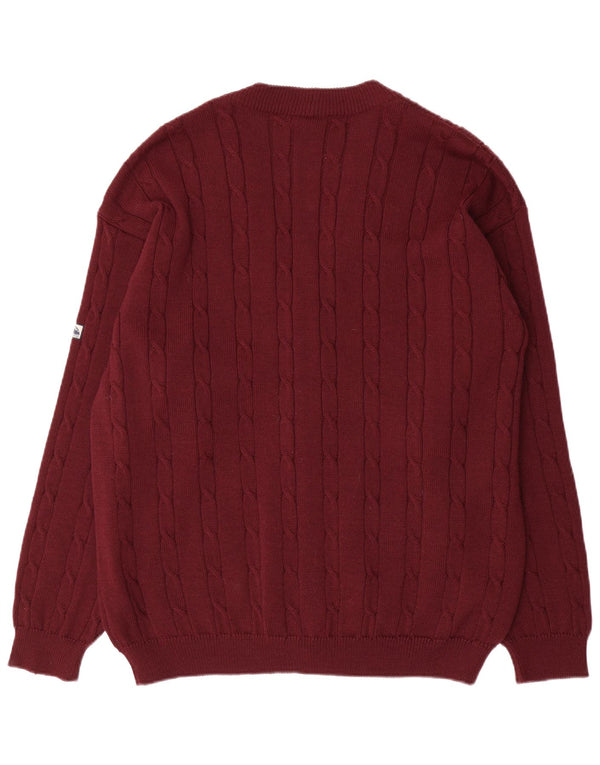 Navigare Mens Cardigan Sweater 2XL Burgundy Wool