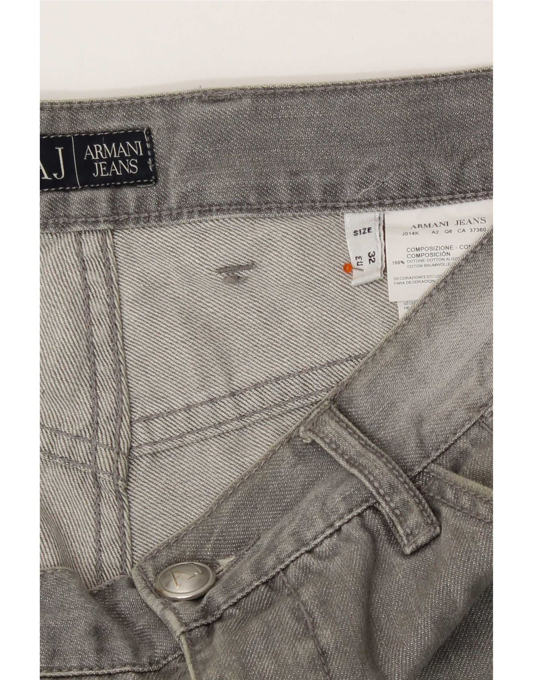 Jeans dritti invecchiati da uomo Armani W32 L29 cotone grigio