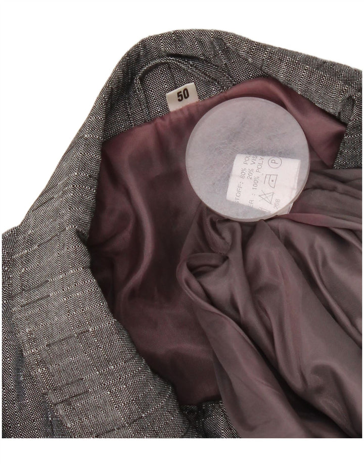 Giubbotto bomber vintage da uomo IT 50 grande poliestere a quadri grigi