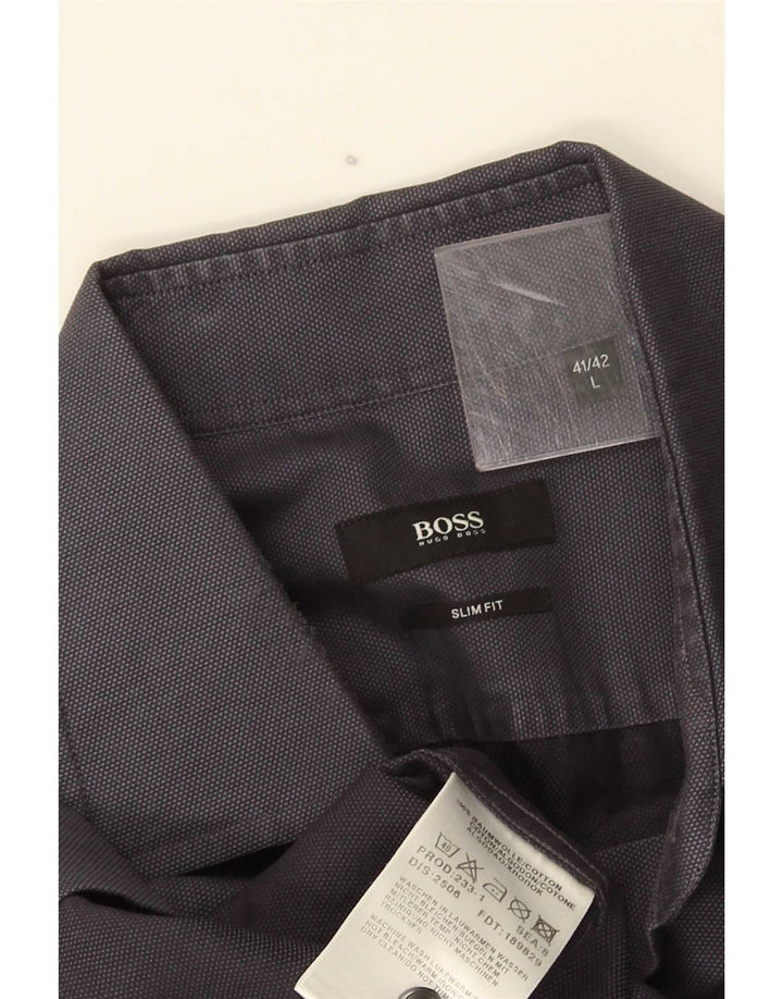 Camicia slim fit da uomo Hugo Boss taglia 41/42 grande cotone grigio