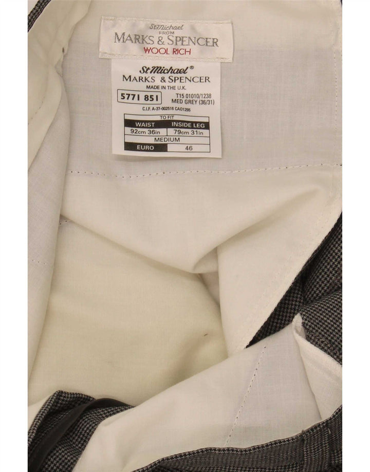 Pantaloni da completo da uomo Marks & Spencer St. Michael W36 L31 pied de poule grigio