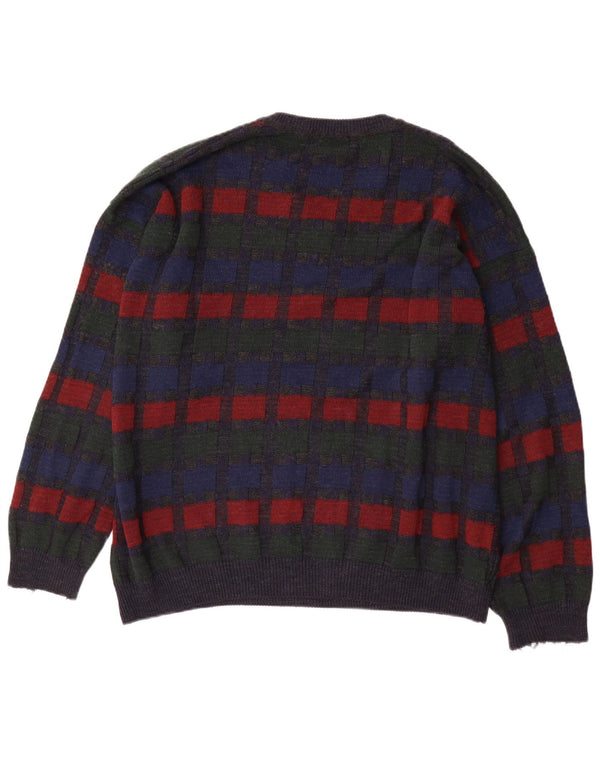 Maglione da uomo con scollo a V Jockey 2XL a quadri grigi