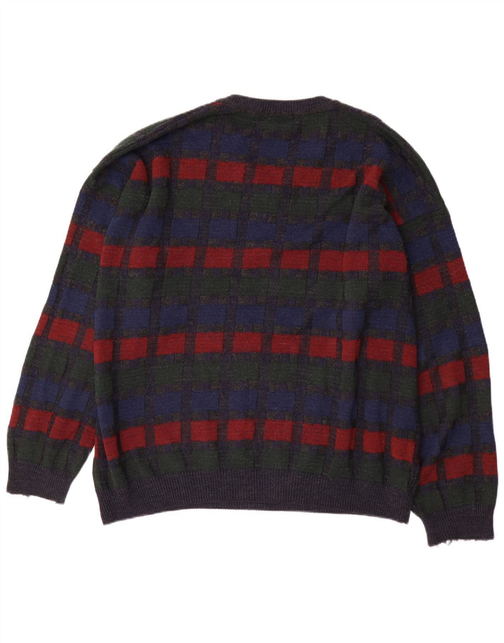 Maglione da uomo con scollo a V Jockey 2XL a quadri grigi