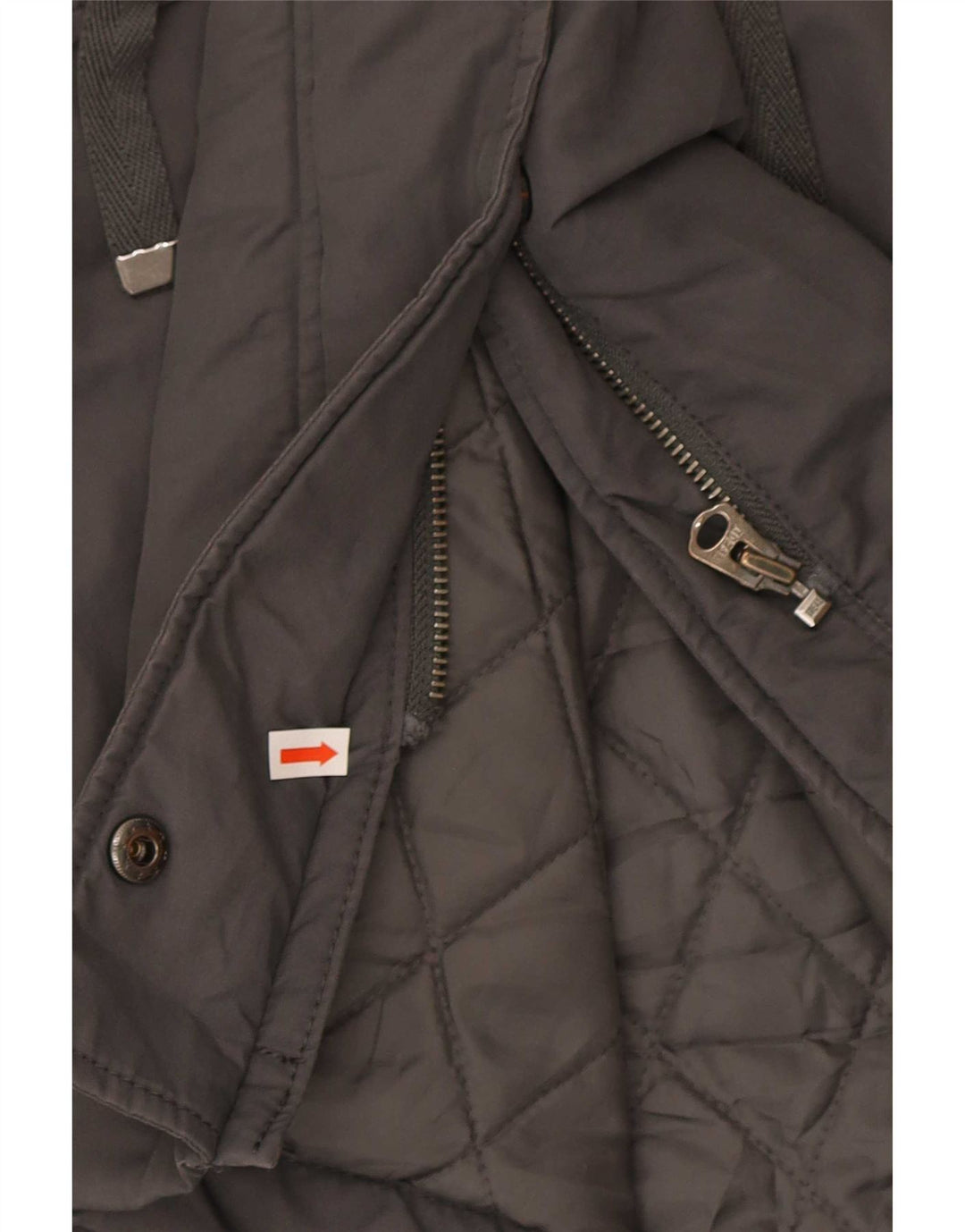 Giacca Parka con cappuccio da donna Benetton UK 40 Large Grigio Cotone