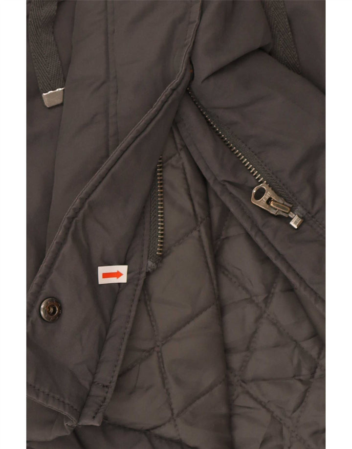 Giacca Parka con cappuccio da donna Benetton UK 40 Large Grigio Cotone
