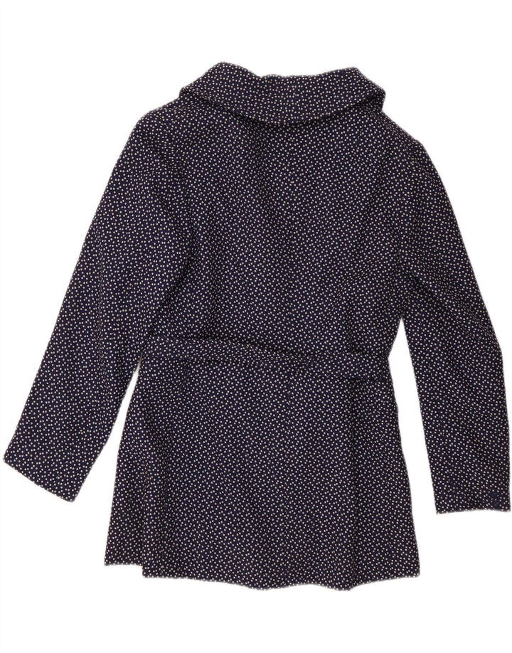 Giacca blazer vintage da donna a 3 bottoni UK 12 medio blu navy geometrico