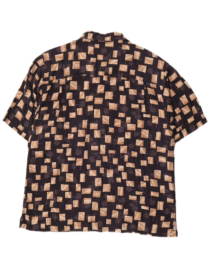 Camicia a maniche corte da uomo Joseph & Feiss grande in seta geometrica nera