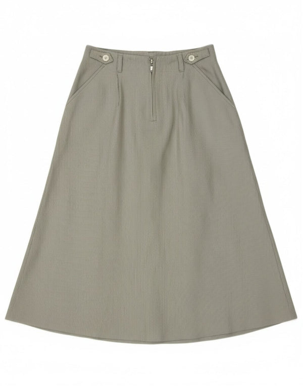 Gonna svasata da donna vintage IT 46 grande W30 poliestere a righe verdi