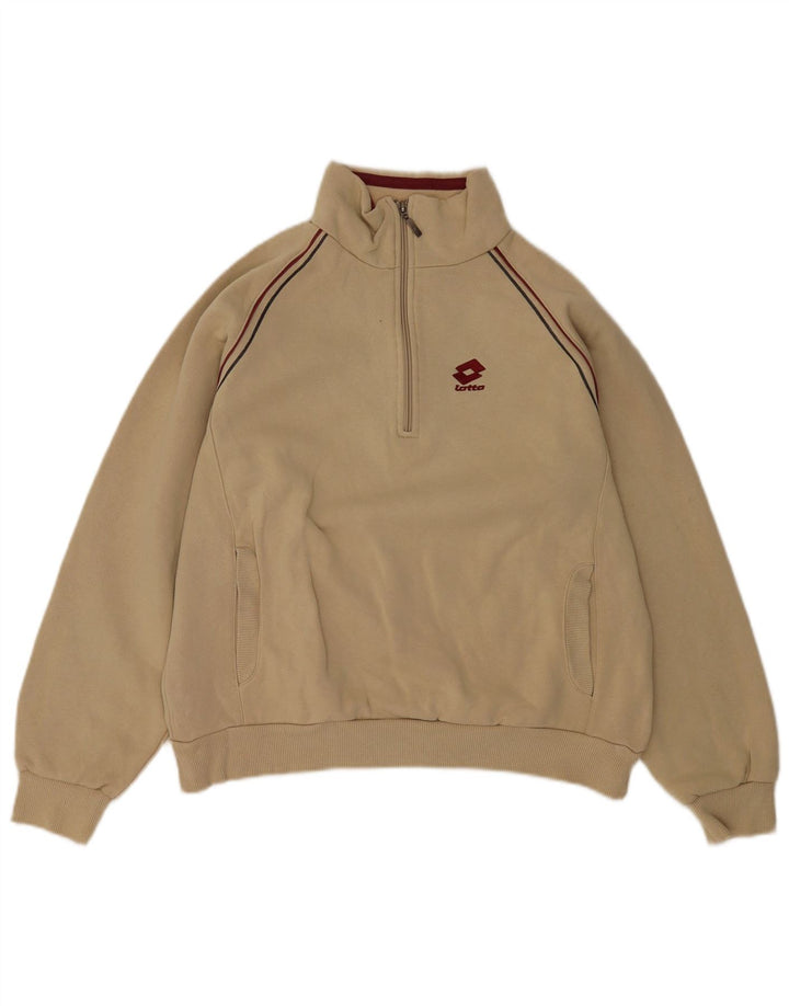 Felpa da uomo con zip e collo Lotto in cotone beige medio