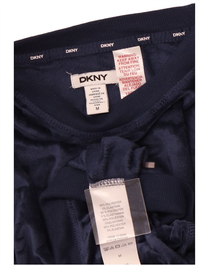 Maglione in pile grafico da donna DKNY UK 14 poliestere medio blu navy