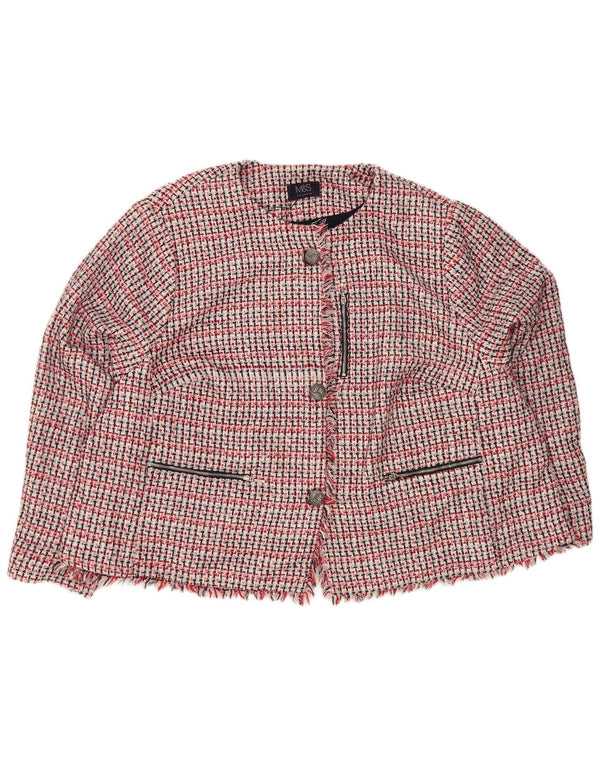 Giacca blazer a 3 bottoni Marks & Spencer da donna UK 30 6XL Poliestere a quadri rossi