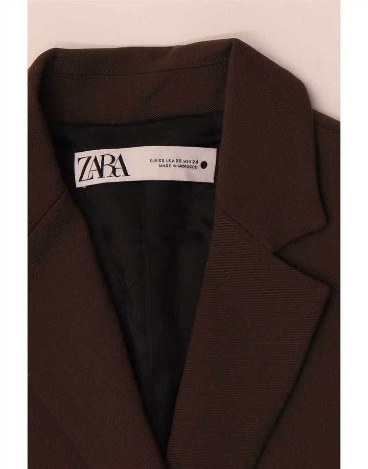Giacca blazer oversize a 1 bottone da donna Zara UK 6 XS cotone marrone