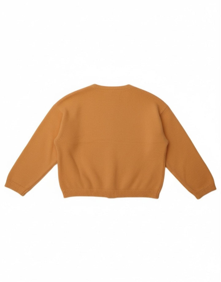 Maglione cardigan corto da donna vintage UK 14 lana arancione media